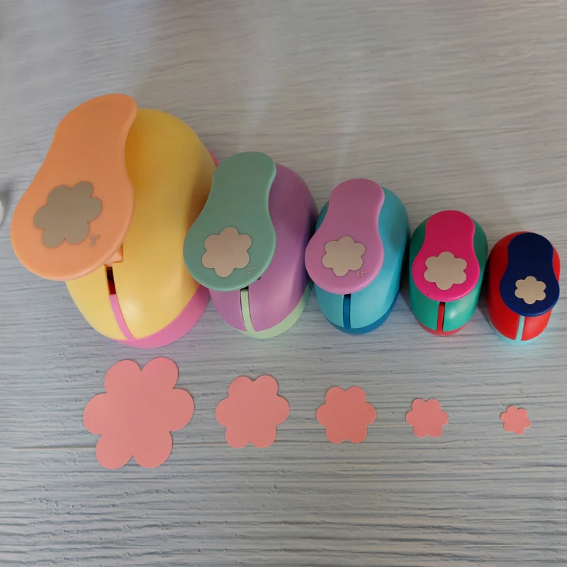 7.5cm 5.0cm 3.8cm 2.5cm 1.5cm flower craft punch Scrapbooking school Paper Puncher eva hole punch 6 petal cutter