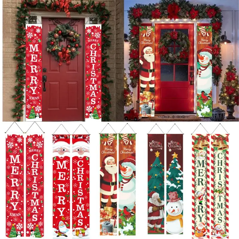 

Merry Christmas door Porch Sign Santa Claus Snowman Hanging Ornaments for home 2023 xmas Decorations Navidad Gift New Year 2024