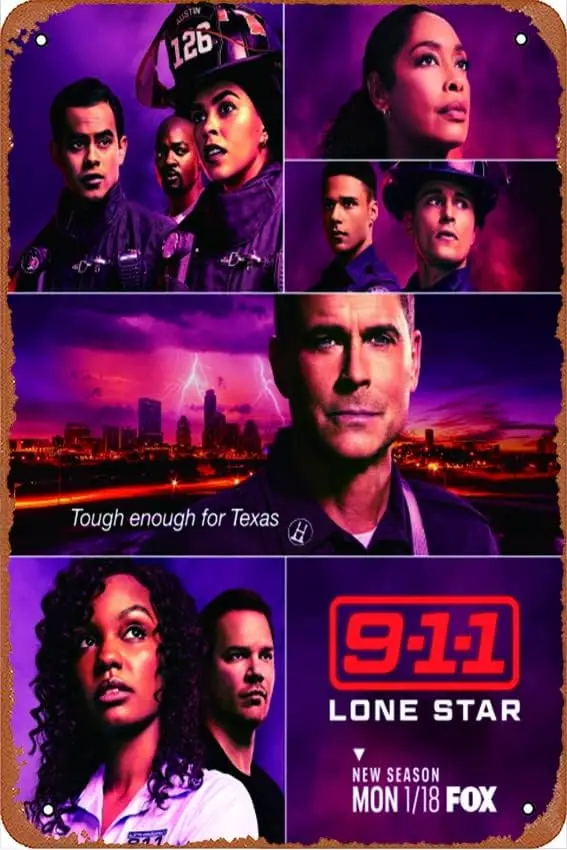 9-1-1: Lone Star TV Series Plaque Poster Metal Tin Sign ; Vintage Retro Wall Decor