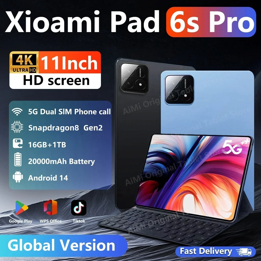 2025 originale Xiao Pad 6S Pro Snapdragon 8 Gen 2 versione globale tablet PC Android 14 16GB + 1TB Dual SIM Card WIFI HD 4K Mi Tab