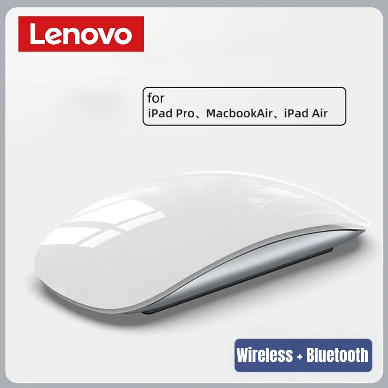 Lenovo kabellose Bluetooth-Maus, wiederaufladbar, mit Touch-Funktion, schlankes, ergonomisches Design, Dual-Modus, leise PC-Maus für Apple Macbook Air.