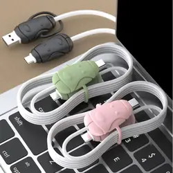 1Set Cute Cable Protector Silicone Charger Cable Protective Cover Data Line Dustproof Cover Universal Cable Winder Cord Saver