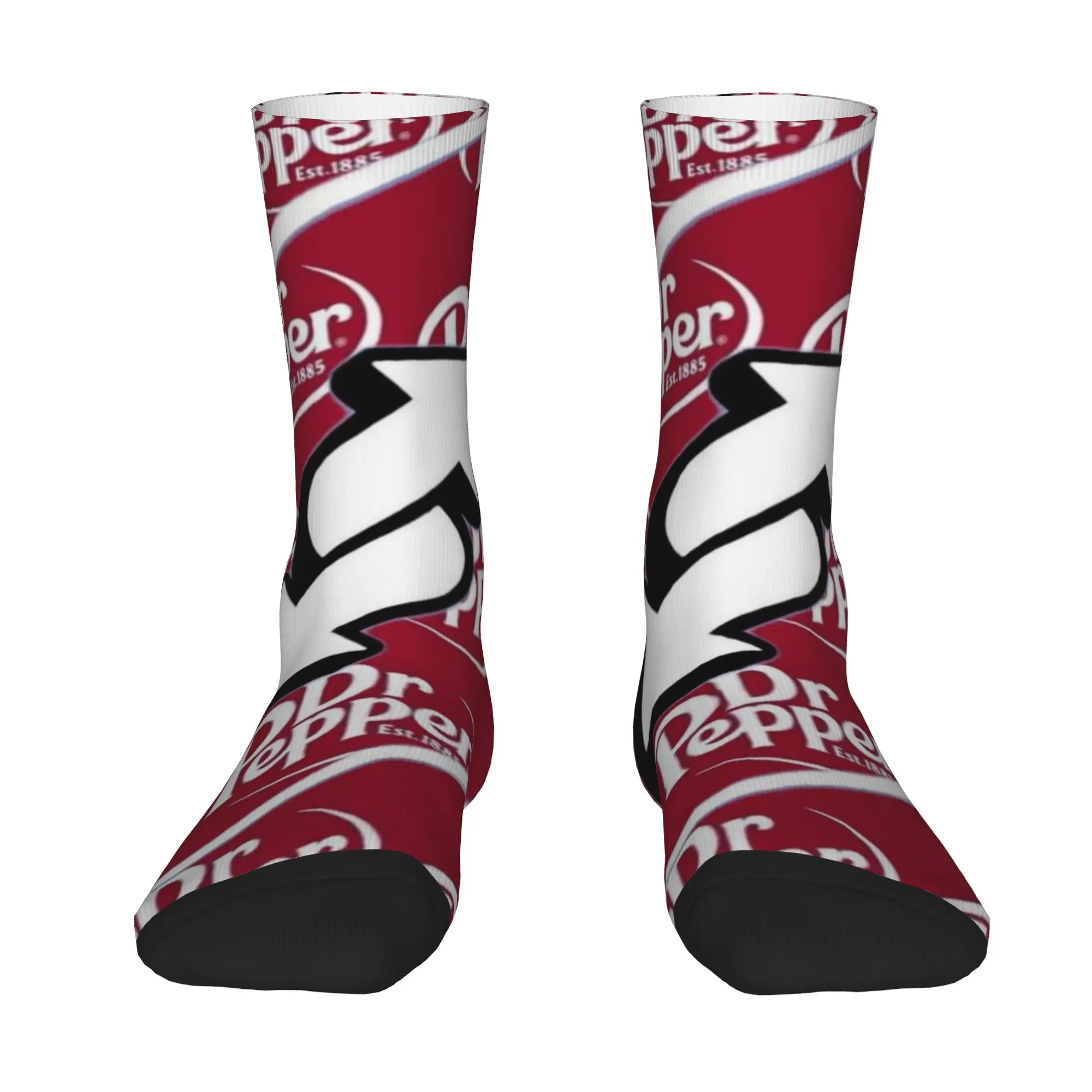 1 Pair Funny Sock Dr Pepper Red (15) Vintage Seamless Pattern Printed Men Crew Socks Novelty Men's Socks