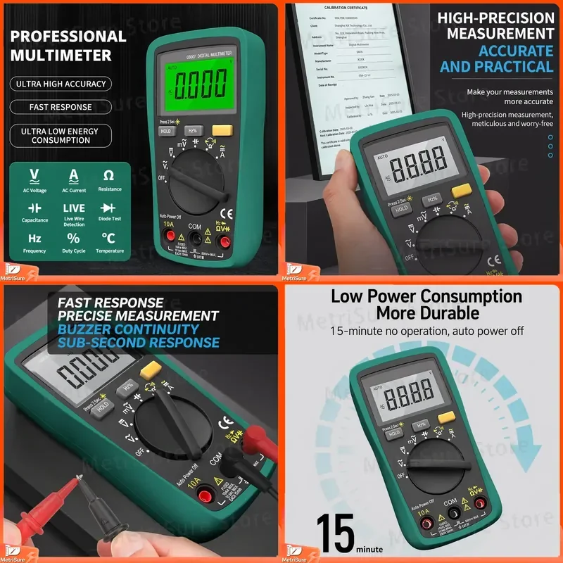 Digital Capacitance Meter Multimeter Auto Range High Precision Electronic Tester for Capacitor Measurement Circuit Testing