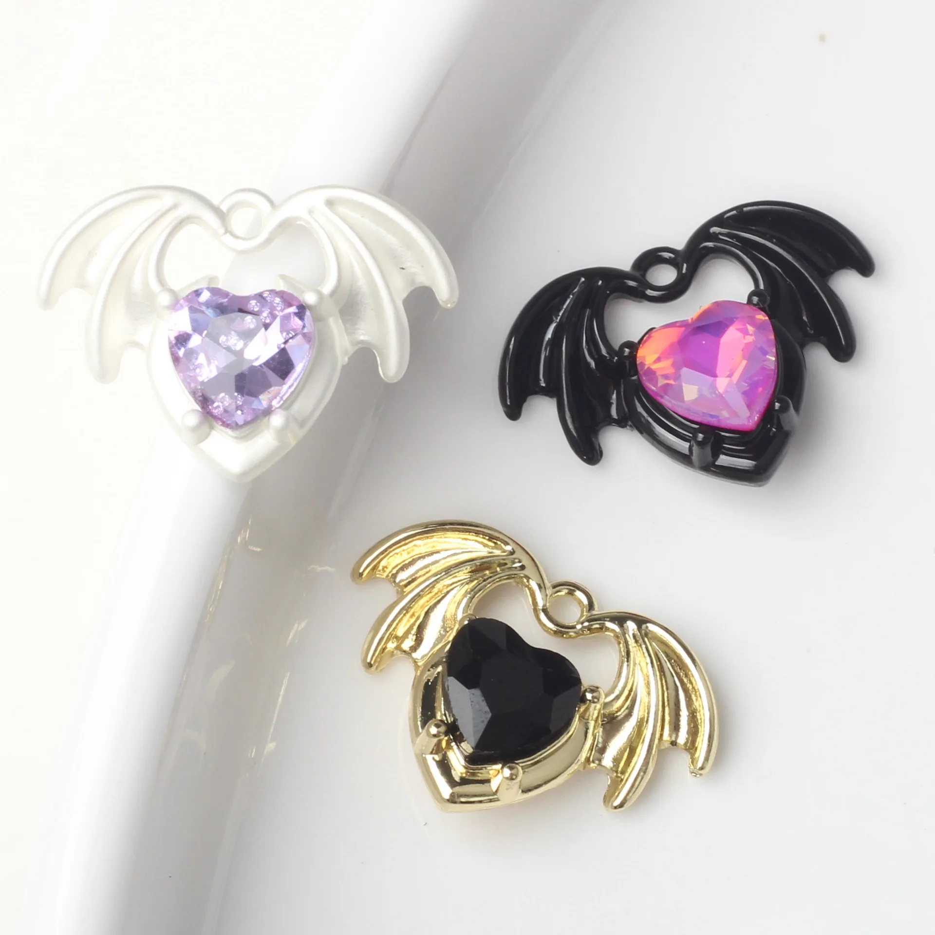 10pcs Alloy Charm Heart Wings Shape Pendant Inlaid For Jewelry Making Handmade DIY Earrings Necklace Ornament Accessories Gifts image 4