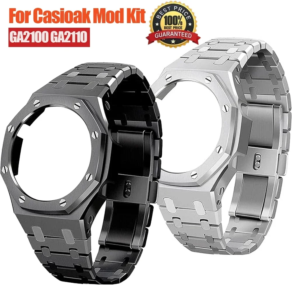 GA2100 Mod Kit For Casioak GA2100 Luxury Refit Mod Kit Set For G shock GA-2110 Modification Kit Stainless Steel Case Metal Strap