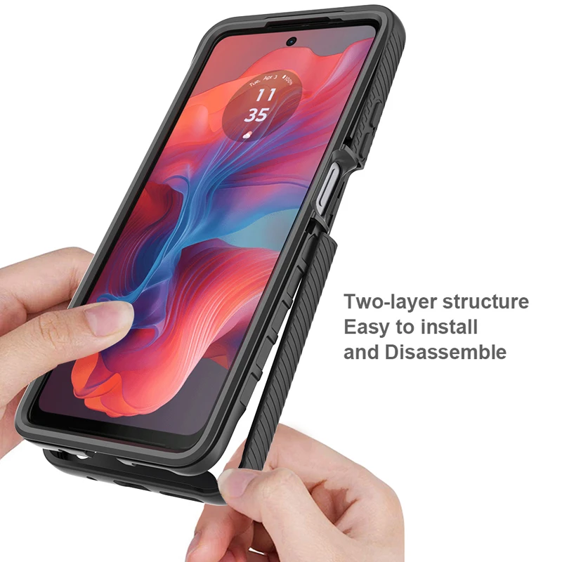 For Moto G14 G54 Case on Matte Silicone Cover for Motorola G84 360 Full Body Slim Armor Case with Front Frame