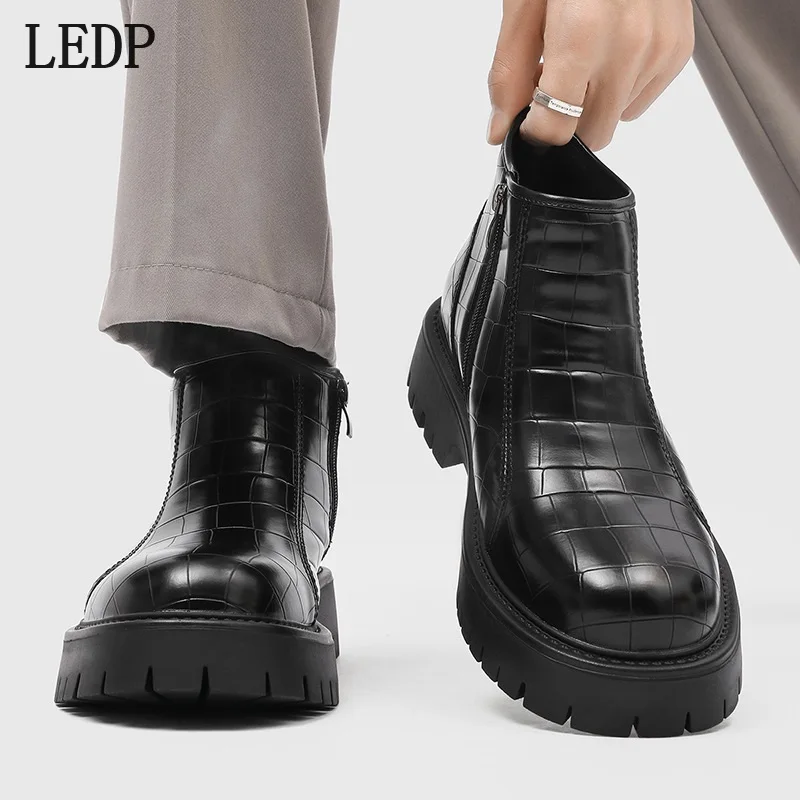 

LEDP Chelsea Boots for Men 2025 Autumn New Style British Design Thick Sole Trendy and Fashionable Big Head Short Boots