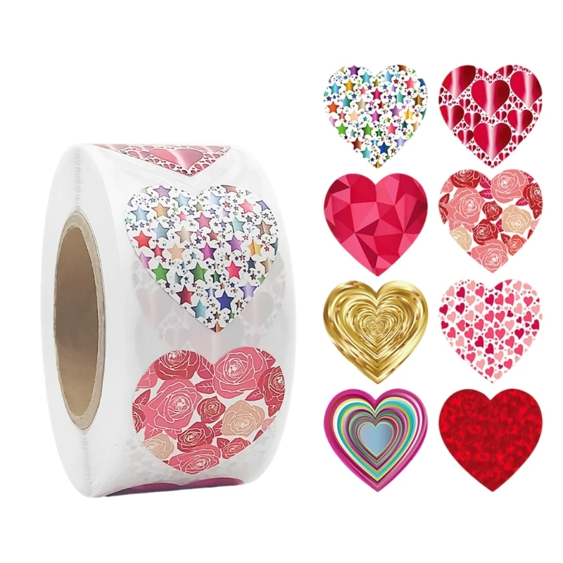 1 Roll Love Heart Adhesive Sticker For Gift And Letters Featuring Unique Designs