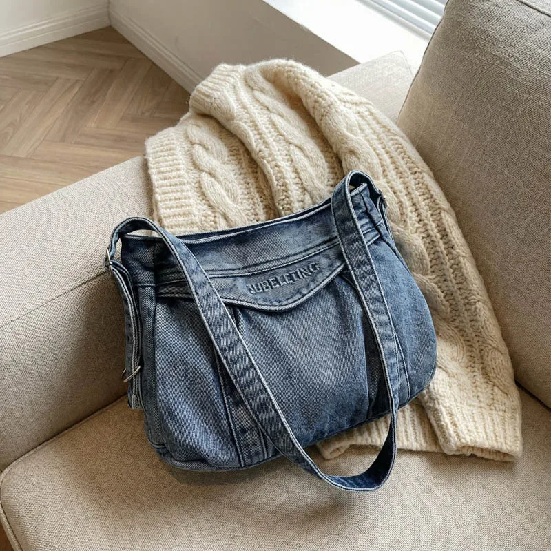 

New Fashion Denim Crossbody Bags for Women Large Capacity Shoulder Bags Student Commute Tote Comfortable and Versatile Bag