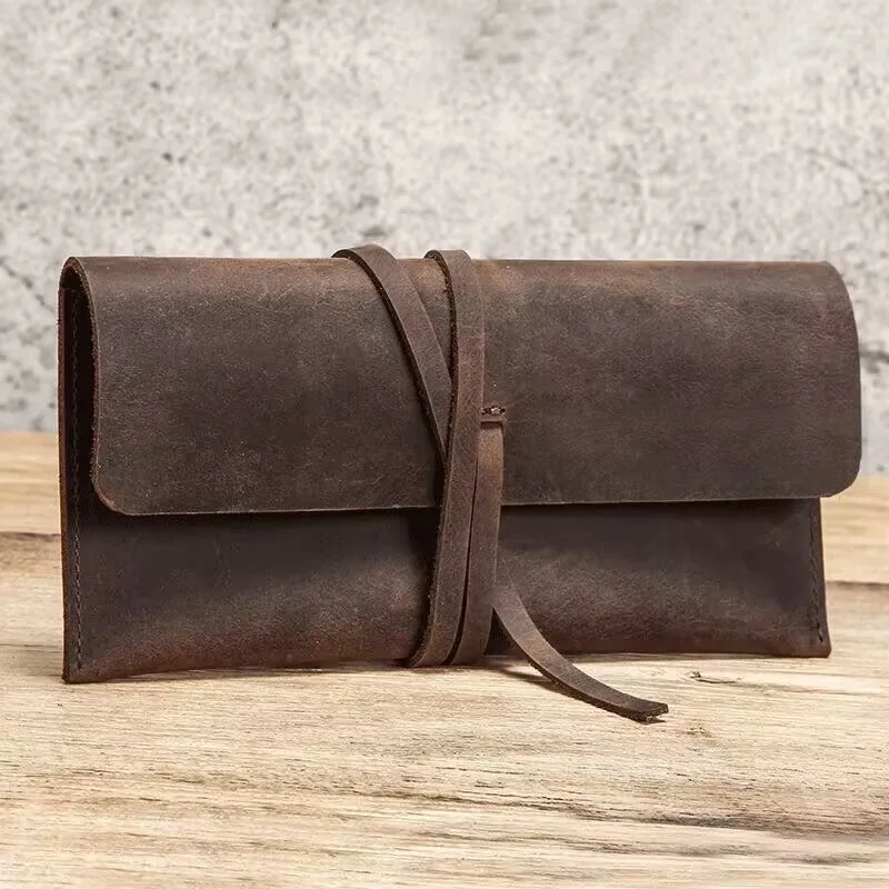 Cigarette Pipe Bag Folding Creative Roll Rope Strapping Leather Vintage Pipe Bag Hand Tobacco Pack Cigarette Accessories