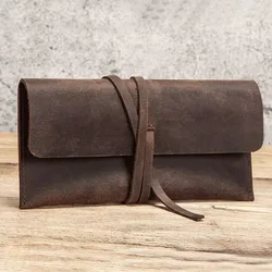 Cigarette Pipe Bag Folding Creative Roll Rope Strapping Leather Vintage Pipe Bag Hand Tobacco Pack Cigarette Accessories