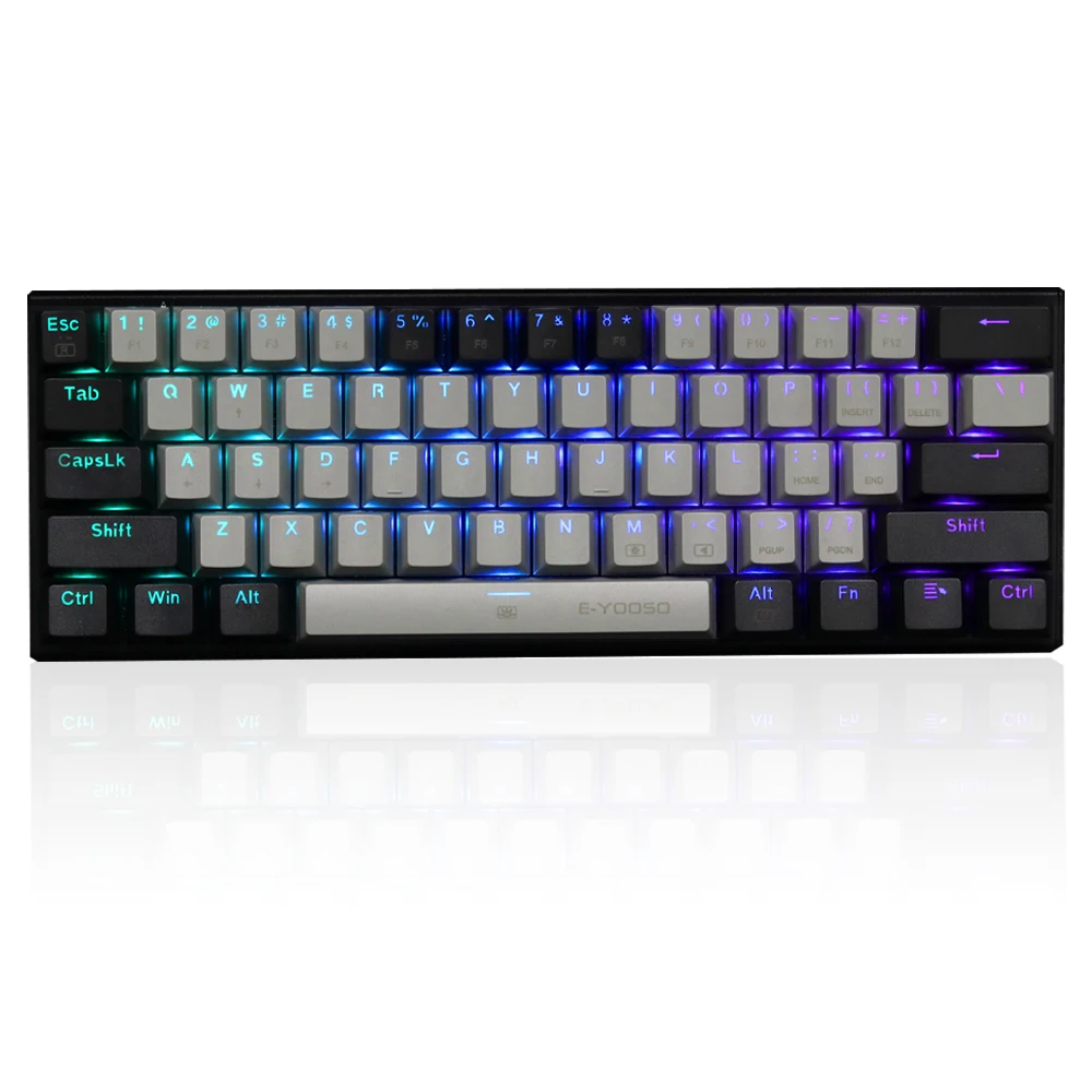 61 Keys Mini Portable 60% Mechanical Gaming Keyboard Red Blue RGB USB Hot-Swappable Switch Backlit for Tablet Desktop