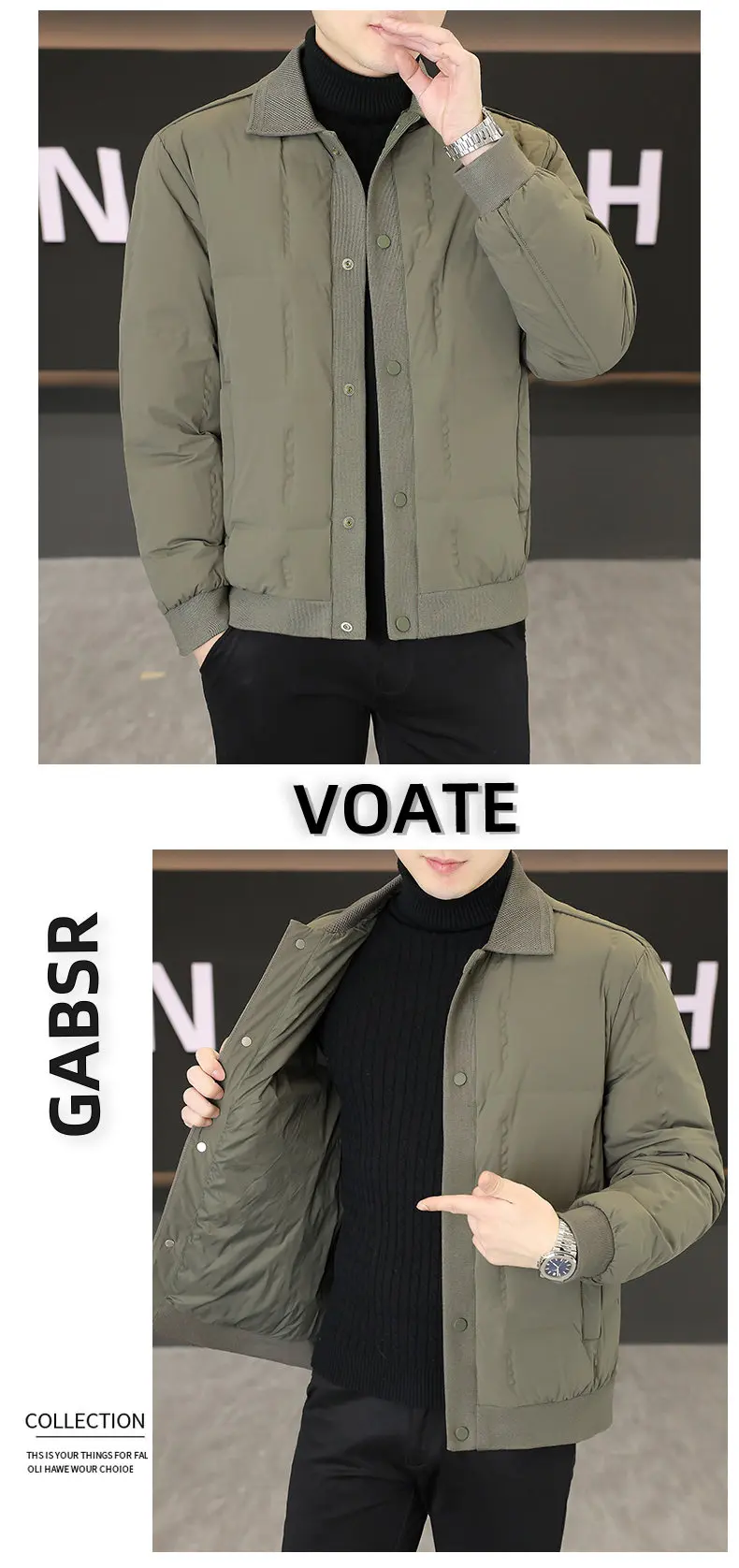 Hochwertige Herren-Einreiher-Daunenjacken 2026 Winter Premium Kurze Wattierte Puffer-Mäntel Oberbekleidung Parkas Oberteile Kleidung – Detail 12