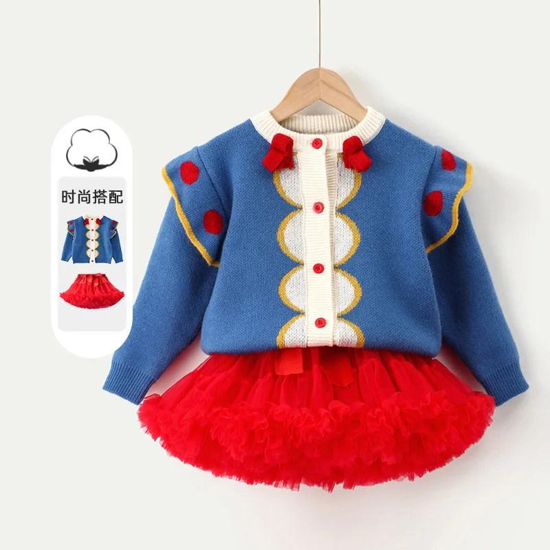 Snow White Pullovers for Kids Winter Clothes Cartoon Cute Sweater Knitwears Long Sleeve Top Christmas Cosplay Costume