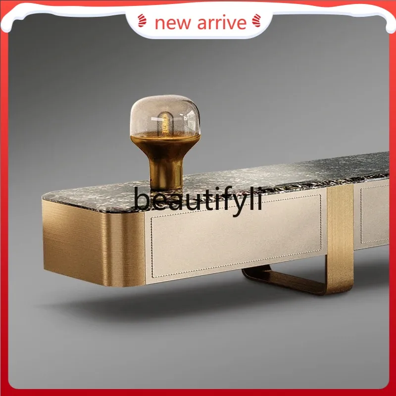 

D2520 Marble TV Cabinet Designer Simple Villa Living Room High-end Large Flat Floor New Coffee Table TV Cabinet