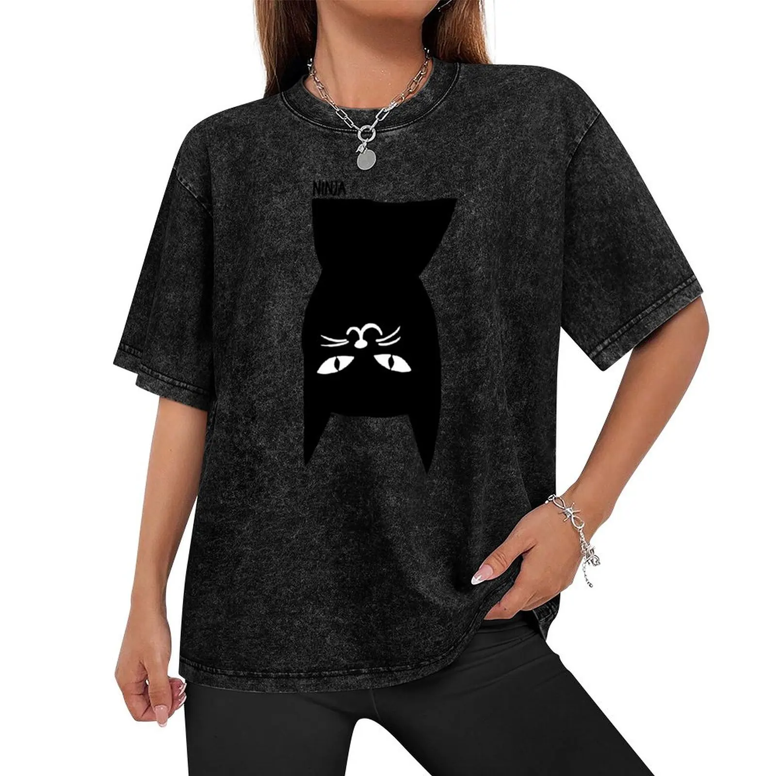 Ninja Cat T-Shirt oversizeds cotton graphic tees graphic shirts shirts graphic tees mens vintage t shirts