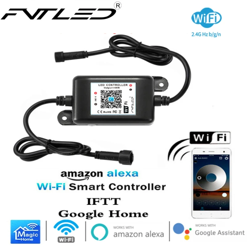 FVTLED 2 Pin Smart LED Lights Controller Support Wifi APP Dimmer Timer for FVTLED RGB LED Deck Lights UnderGround Lamps