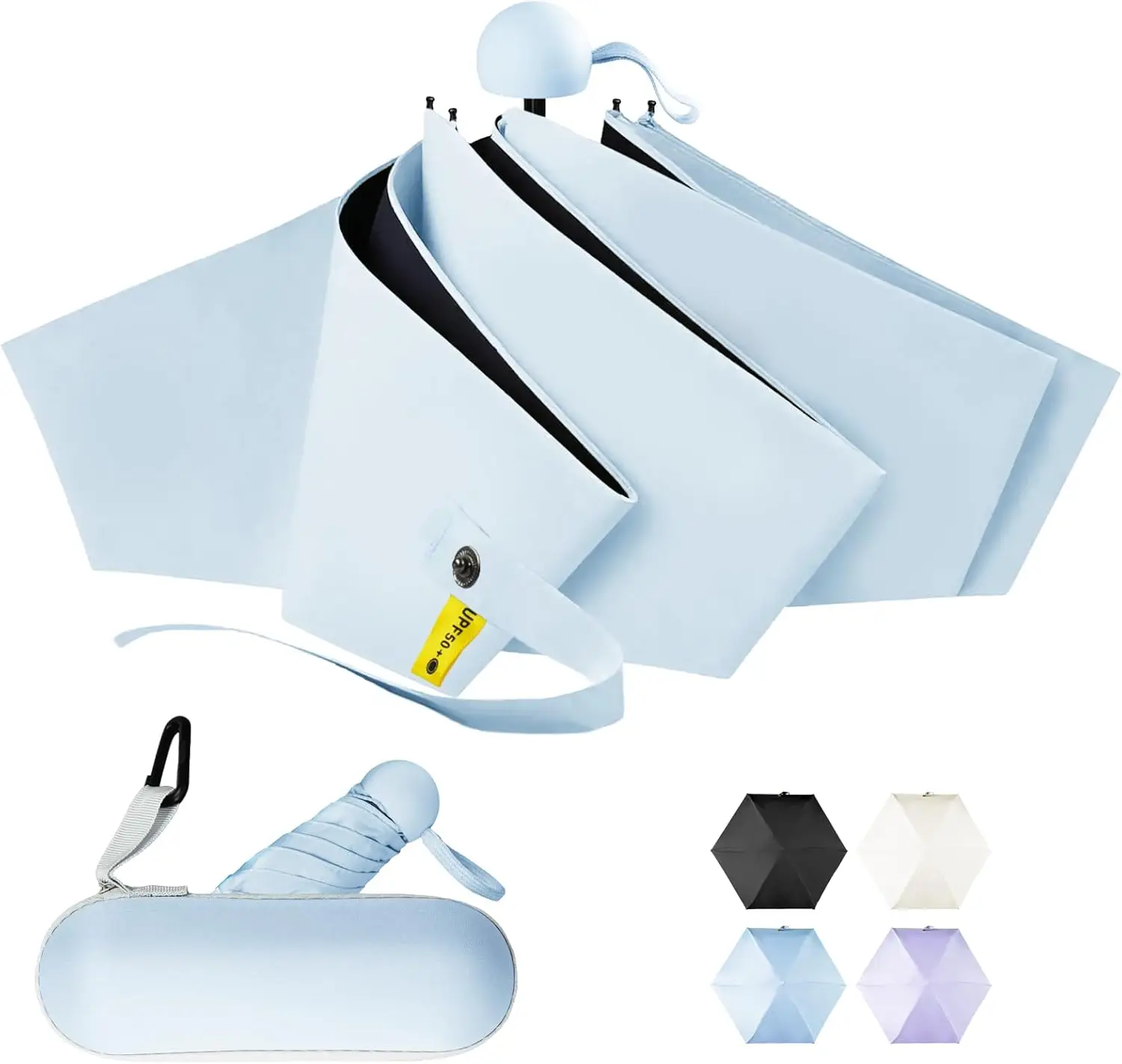 

Travel Mini Umbrella Compact Small & Lightweight, UV Rain Protection, Pocket-Sized Folding Umbrellas with Quickdraw & Ca