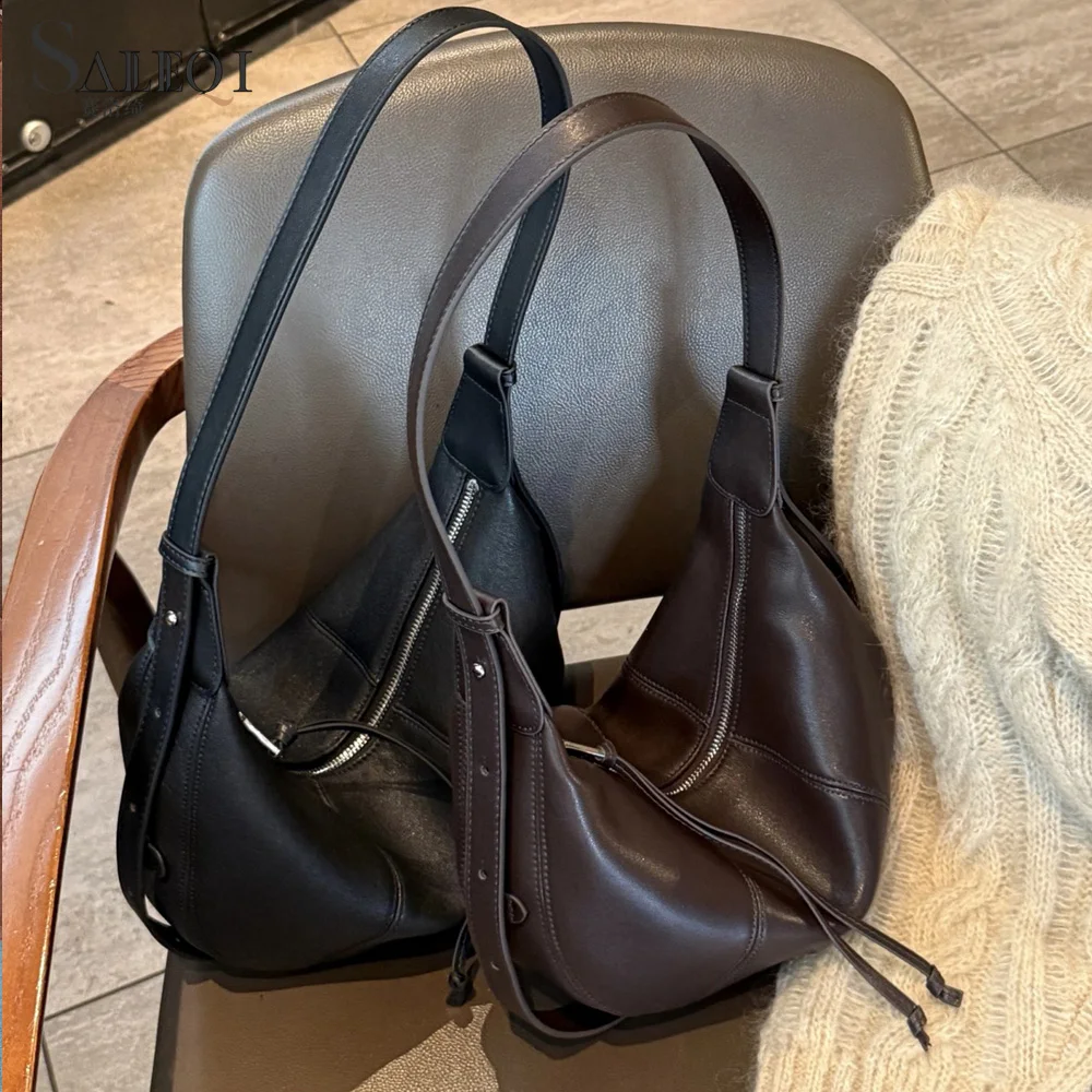 

Genuine Grade Cow Leather Women Shoulder Crossbody Underarm Bag Luxury Designer Brand Soft Cowhide Female Hobos Bag High Quality