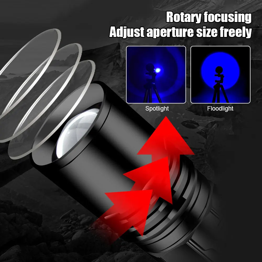 2/4 Colors LED Fishing Searchlight USB Rechargeable Outdoor Handheld Spotlights Hunting Boating Camping Flashlight With Bracket