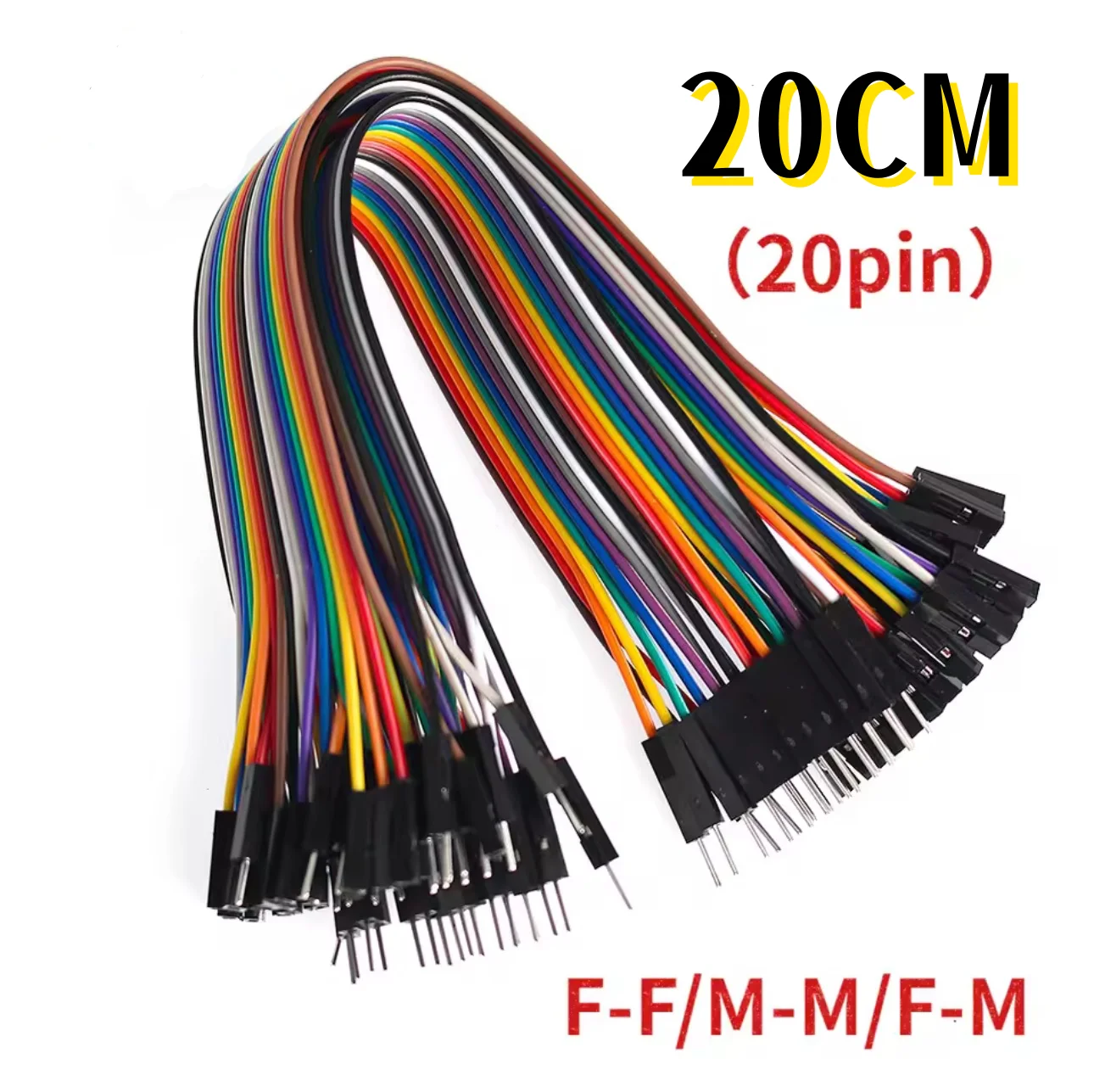 

20Pin 20cm Jumper Wire Dupont Line Male To Male+Female To Male + Female To Female Dupont Cable, for Arduino DIY Electronics Kit