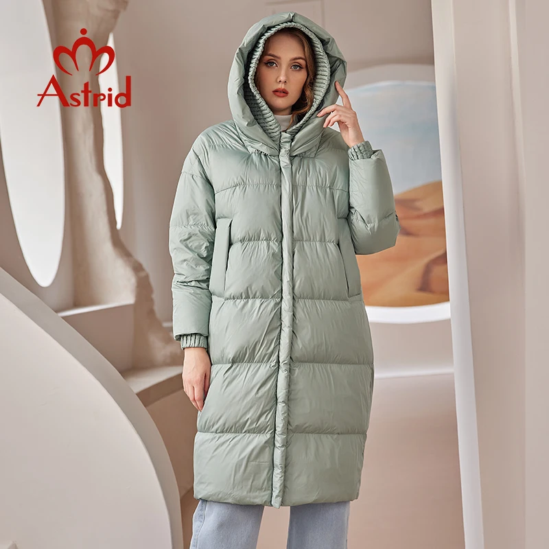 Astrid 2022 Down Jacket Women Winter Warm Long Coat Women Parkas Hooded Fashion Loose Outerwear Women\'s Jacket Female Clothing