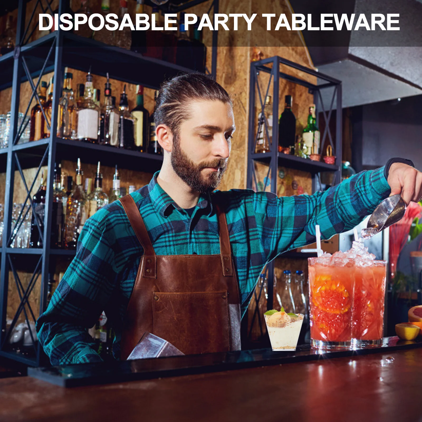 

100pcs 60Ml Transparent Dessert Cups Food Grade Hard Plastic Trapezoid Portion Cups For Jelly Yogurt Mousses Ice Cream