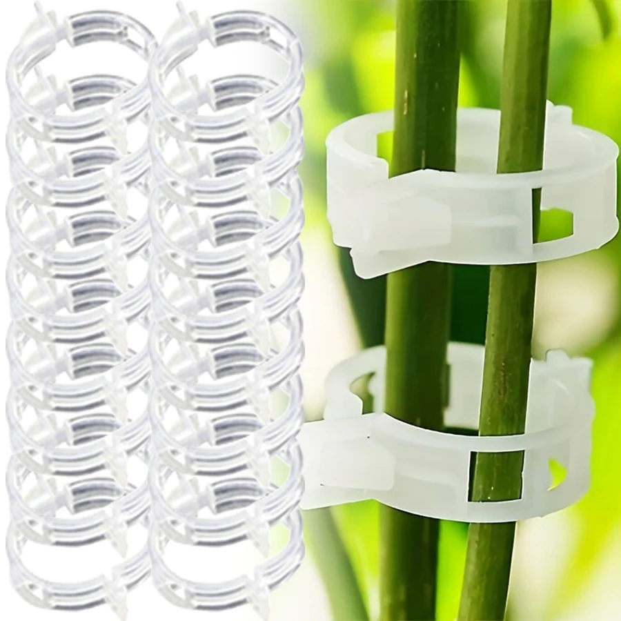 

50pcs 3.2cm Plastic Plant Support Clips Stem Fixing Clips for Plant Rhizomes Adjustable Gardening Growth Direction Trainer Tools