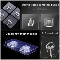 5/10 Pairs Transparent Hook Strong Sticky Hung Double Sided Patch Hook Buckle No Punching or Marking Wall Mounted Adhesive Devic