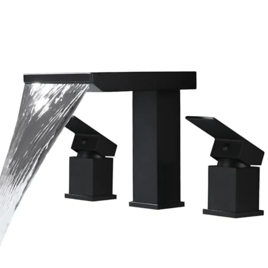 

Brass High Flow Waterfall Roman Bathtub FaucetDeck Mount Bathtub Faucets Set 3 Holes Two Handles Widespread Bath Tub Filler Tub