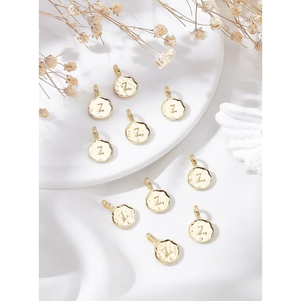 10Pcs Letter Z Charms Round Alphabet Pendant Charms Alphabet Pendant with Hole for DIY Bracelet Necklace Pendants Earring view 2