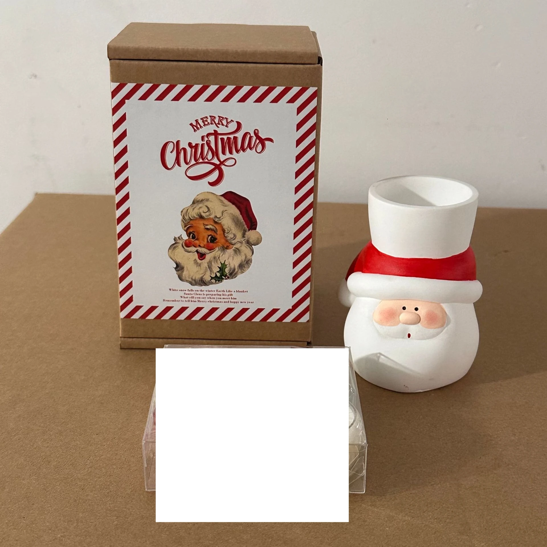 عيد الميلاد الديكور شمعة حامل سانتا كلوز الشمعدان رسمت باليد سانتا كلوز الجص شمعة حامل ديكور المنزل