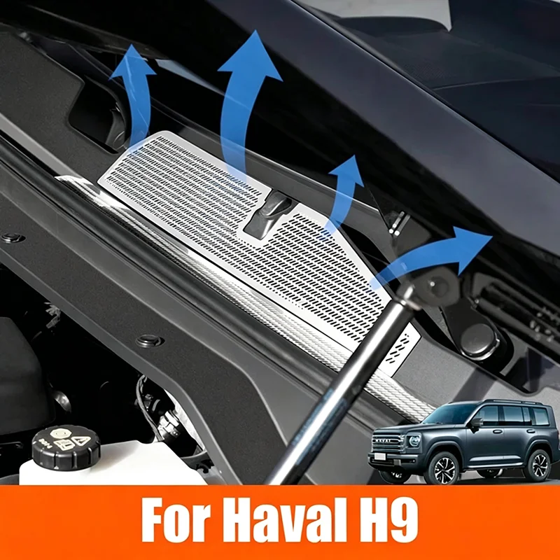 For Haval H9 2nd MKII 2024 2025 Car Stainless Steel Car Cover Intake Grille Air Filter Clean Air Inlet Protective Accessories