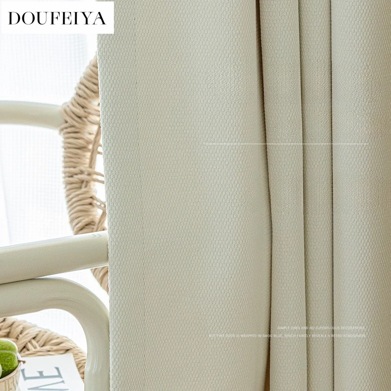 

Cotton Linen Curtains for Living Room Bedroom Dining Thickened Blackout Jacquard Solid Color Luxury Modern Simple Precision