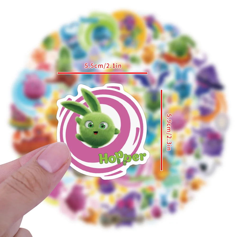 50 قطعة جديد مشمس الأرانب الكرتون ملصقات Kawaii الكتابة على الجدران الرسوم المتحركة الديكور DIY بها بنفسك اللعب المحمول الغيتار سيارة دراجة سكيت الشارات #3