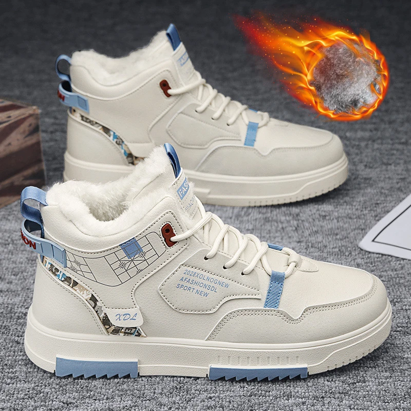

2025 Men's Winter Warm Snow Boots for Men High Top Thick Bottom Non-slip Casual Shoes Outdoor Warm Men's Cotton Shoes Sneakers
