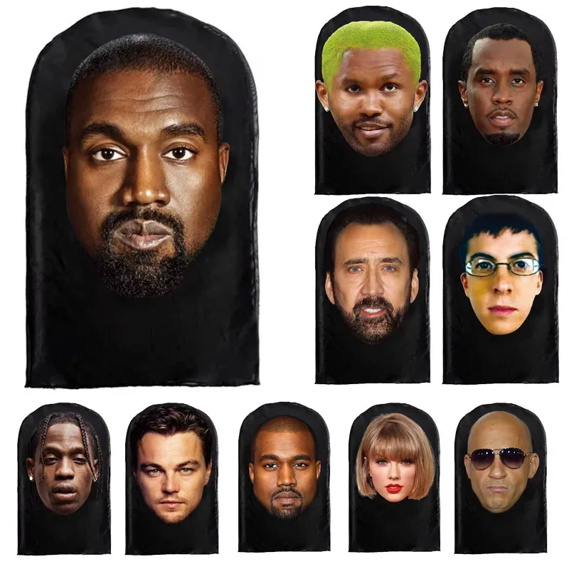 

3D Printed Kanye Mask Elastic Mesh Full Face Mask Men Women Cosplay Halloween Party Streetwear Balaclava Headwear Hood Hat
