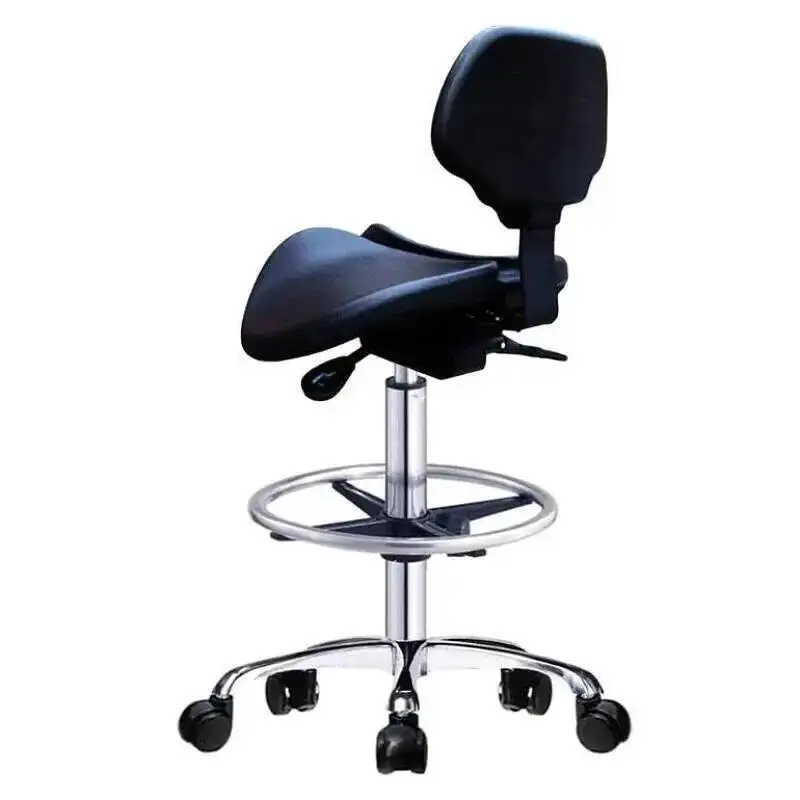 Saddle Hydraulic Stool Office Chair with Backrest Rolling Adjustable Height for Clinic Dentist Spa Massage Medical Salons Studio