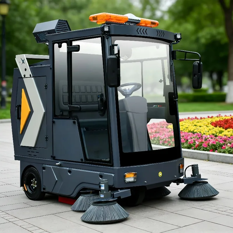 Customized Fully Enclosed Cab Electric Scrubber Road Sweeper High Pressure Water Washing Street Sweeper Cleaning Machine