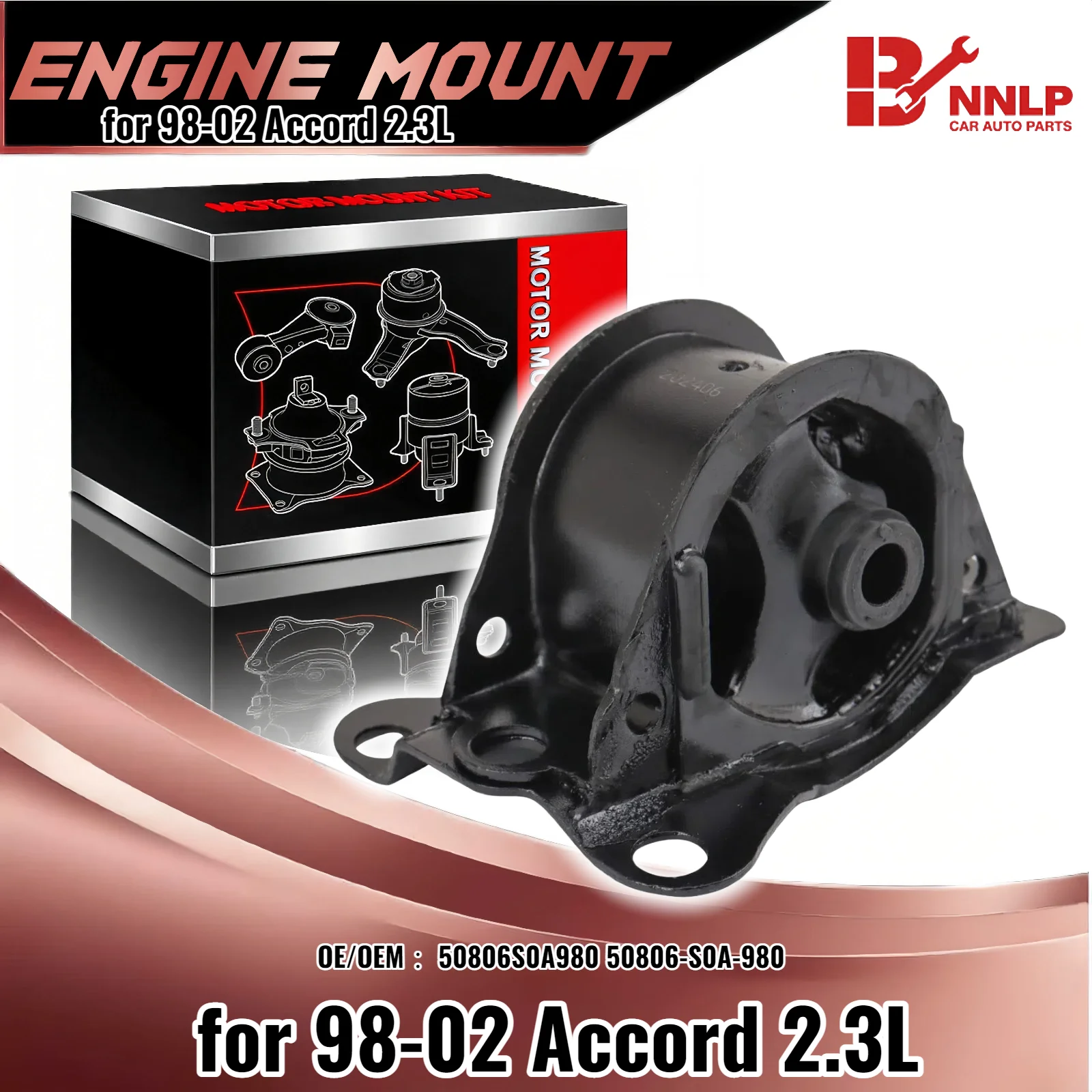 

Automatic Transmission Mount (AT, Passenger Side/RH) for 1998-2002 Accord 2.3L | Compatible with OE 50806S0A980, 50806-S0A-980