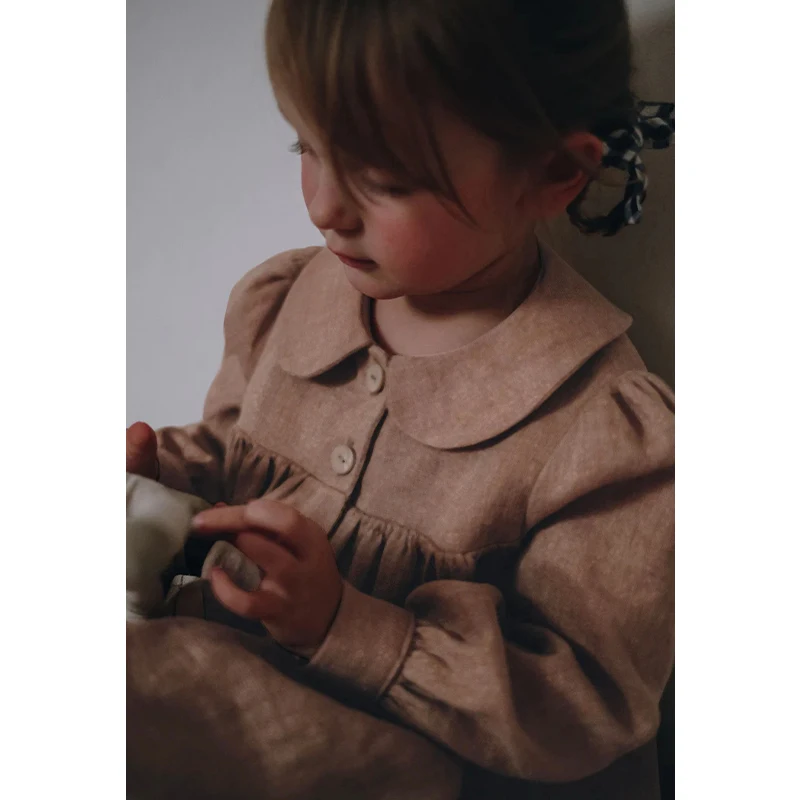 Vintage Girls Peter Pan Collar Long-Sleeved Dress Autumn New Children\'s Classic Loose England Style Princess Dresses TZ337
