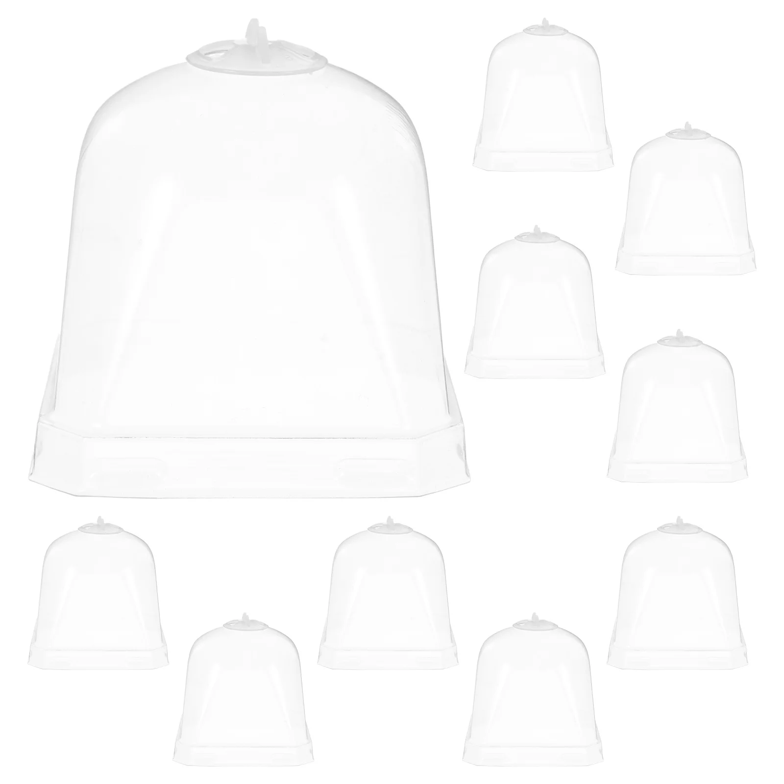 

12Pcs Clear Plastic Plants Covers Dome Reusable Garden Cloche Humidity Durable Materials Transparent Protection