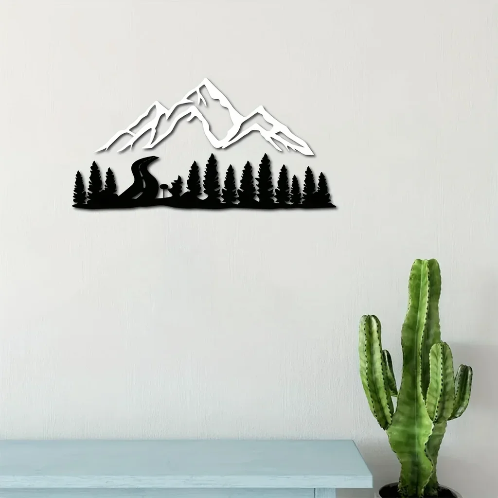 Iron Crafts Mountain And Forest Metal Wall Art, Hill And Trees Metal Home Decoration, Metal Wall Hanging Iron Art Silhouette