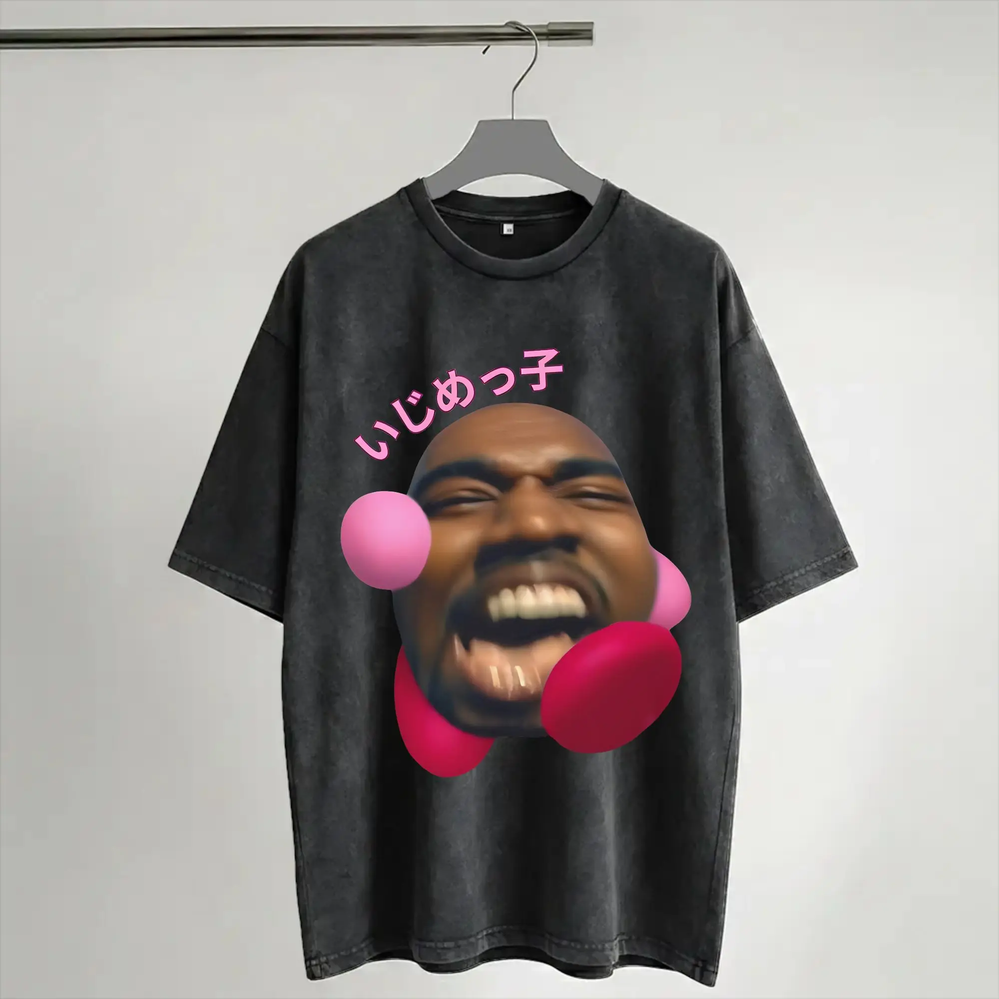 pink meme Kanyes Wests 2026 BULLY Tour Outfit Washed T Shirt Men Women Streetwear Hip Hop T-Shirts Printed  Tees Short Sleeve