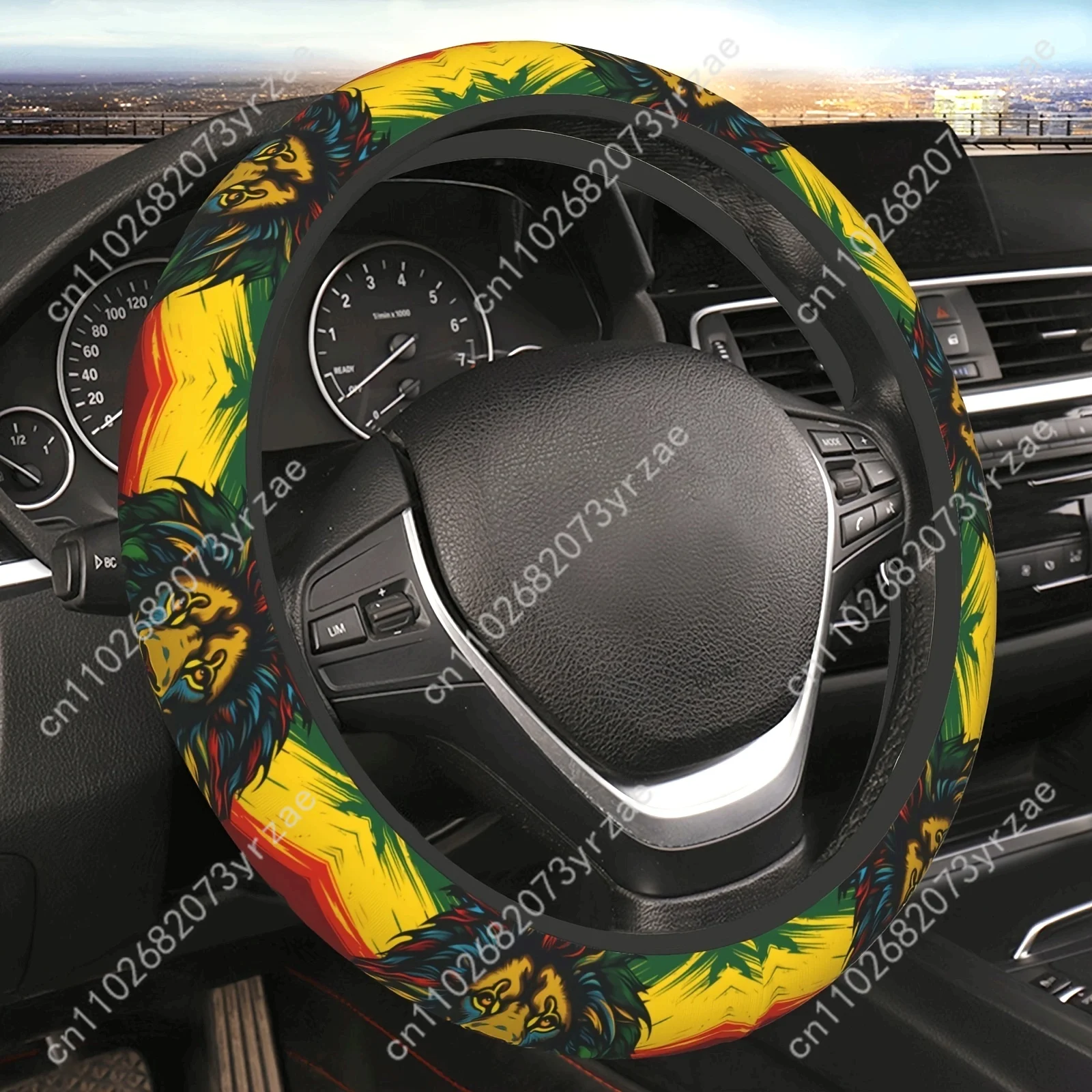 

Lion Flag Car Steering Wheels Cover Universal Type Environmental Friendly Comfortablenon-slip Breathable Steering Wheel Wrap