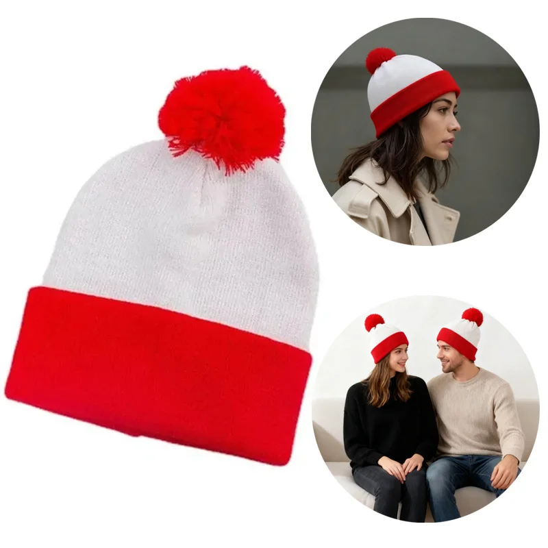 1 Stück Weihnachten Cosplay Lustige Beanie Mütze Unisex Winter Warme klassische Strickmütze, Neujahr Kostümzubehör für Damen Herren