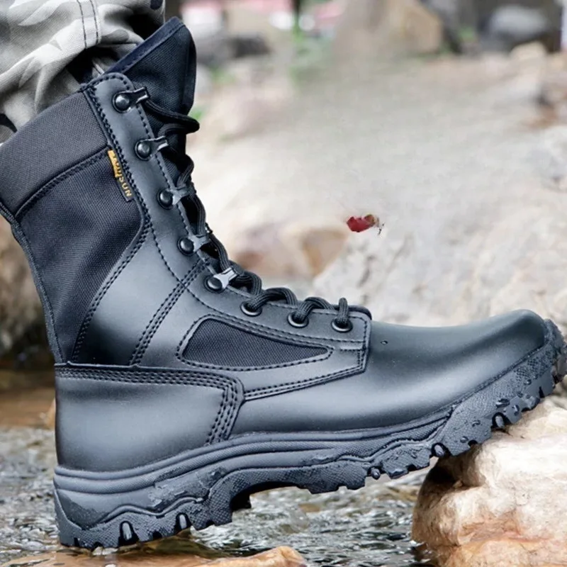 Unisex Boots Fashion Casual High Top Boots Outdoor Tactics Training Boot Lace Up Desert Ankle Boot Plush Warm Men Winter Booties