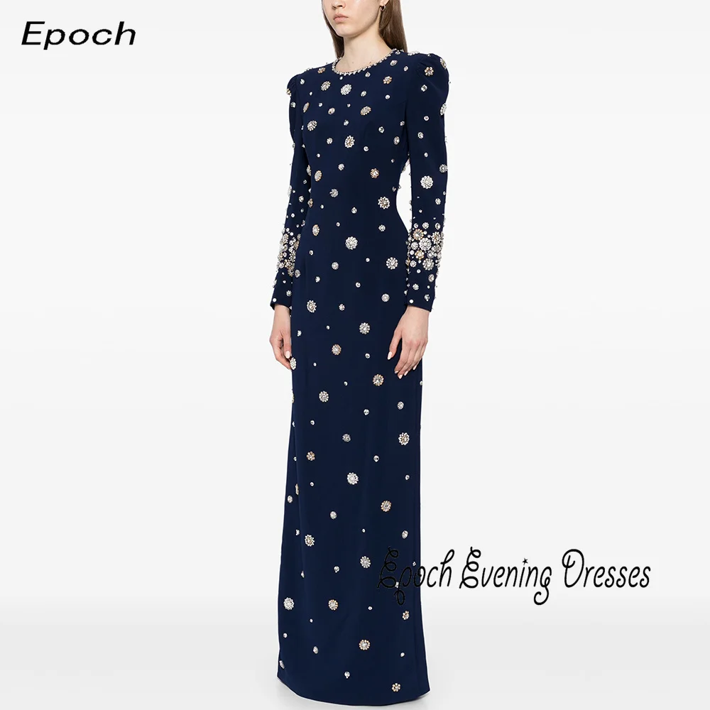 Epoch Crepe Evening Dress فساتين السهرة 2024 Arabia Elegant Luxurious Crystal Women Sexy Cocktail Party Prom Gown With Slit