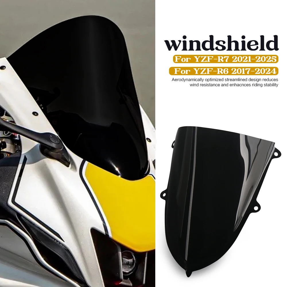 

For Yamaha YZF-R7 2021-2025 YZFR7 YZF R7 R6 YZF-R6 New Motorcycle Screen Double Bubble Windshield Deflector Protector WindScreen